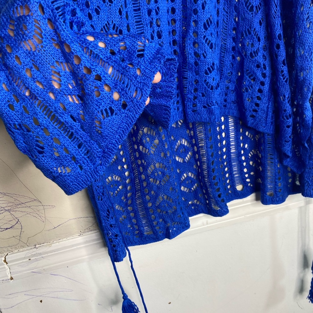 Vibrant Blue Crochet Cover-Up - Picture 5 of 5